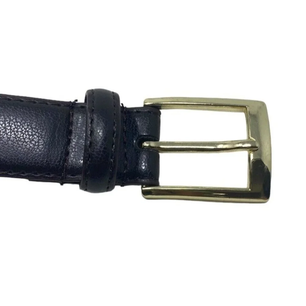 Mens‎ Dark Brown Leather Dress Belt Gold Tone Buckle Size 40 Business Career
